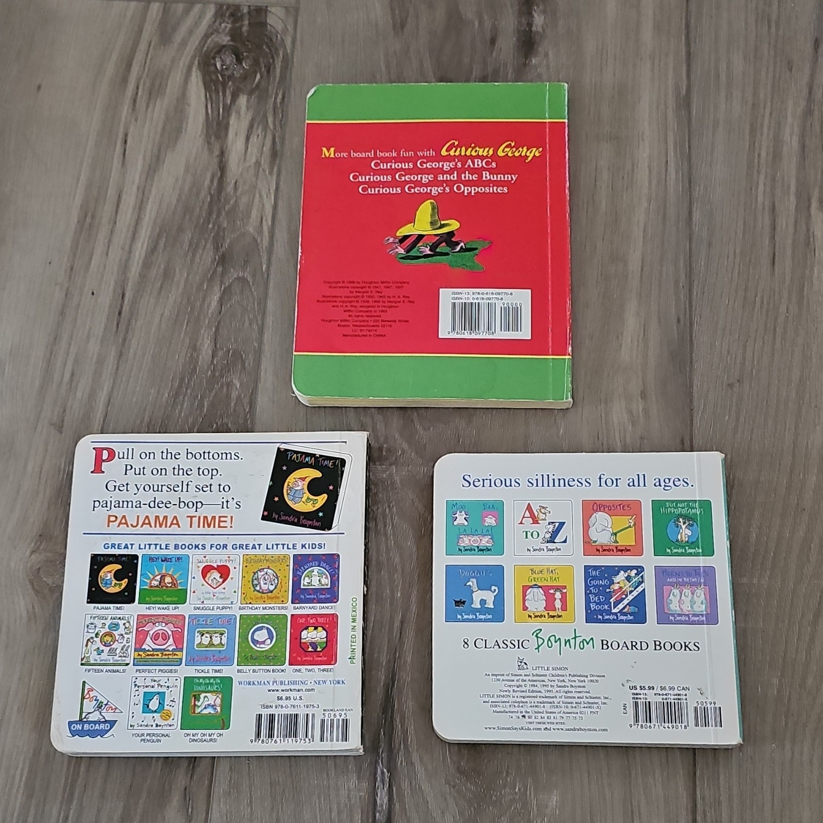 Curious George & Boynton Lot of 3 Illustrated Children&rsquo;s Board Books Ages 2-8