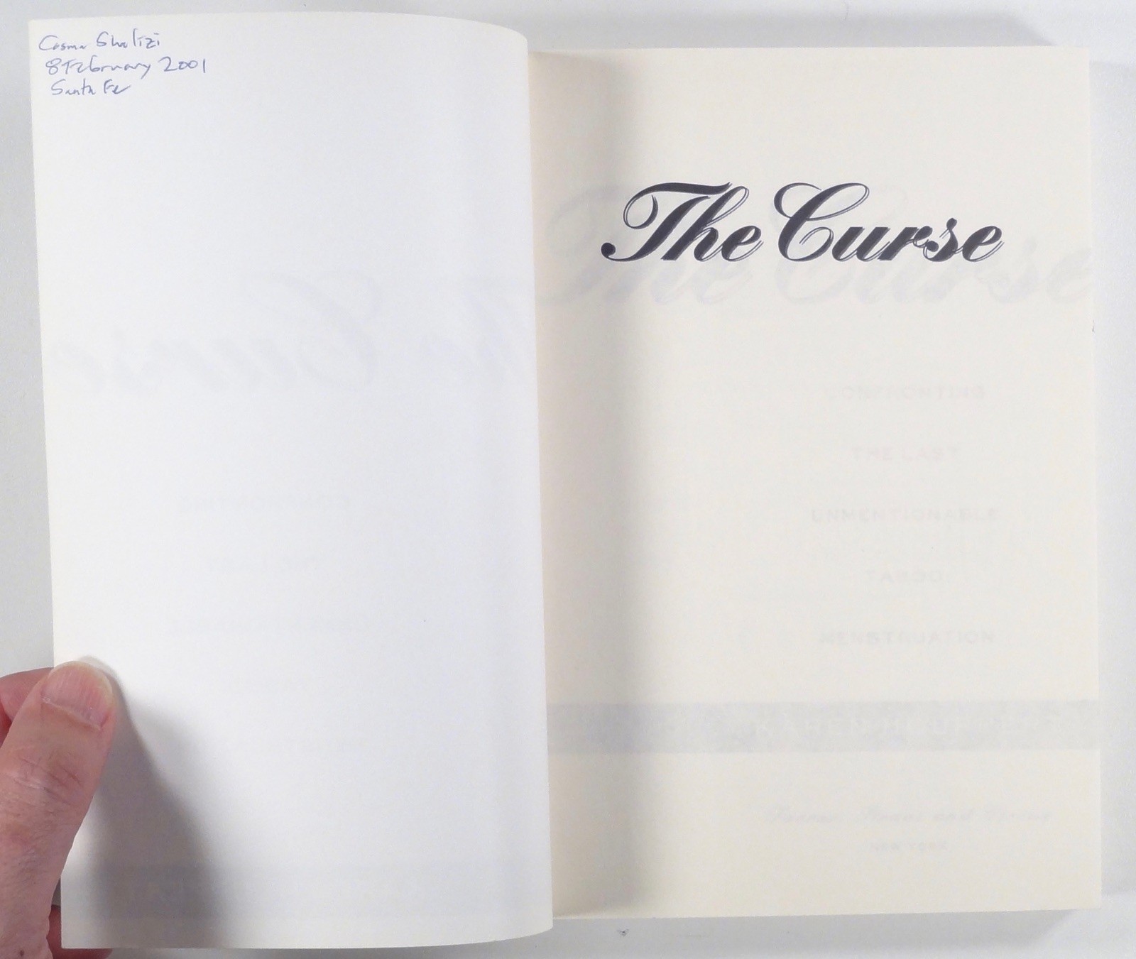 1999 Houppert THE CURSE Confronting the Taboo of Menstruation WOMEN&rsquo;S HEALTH 1st