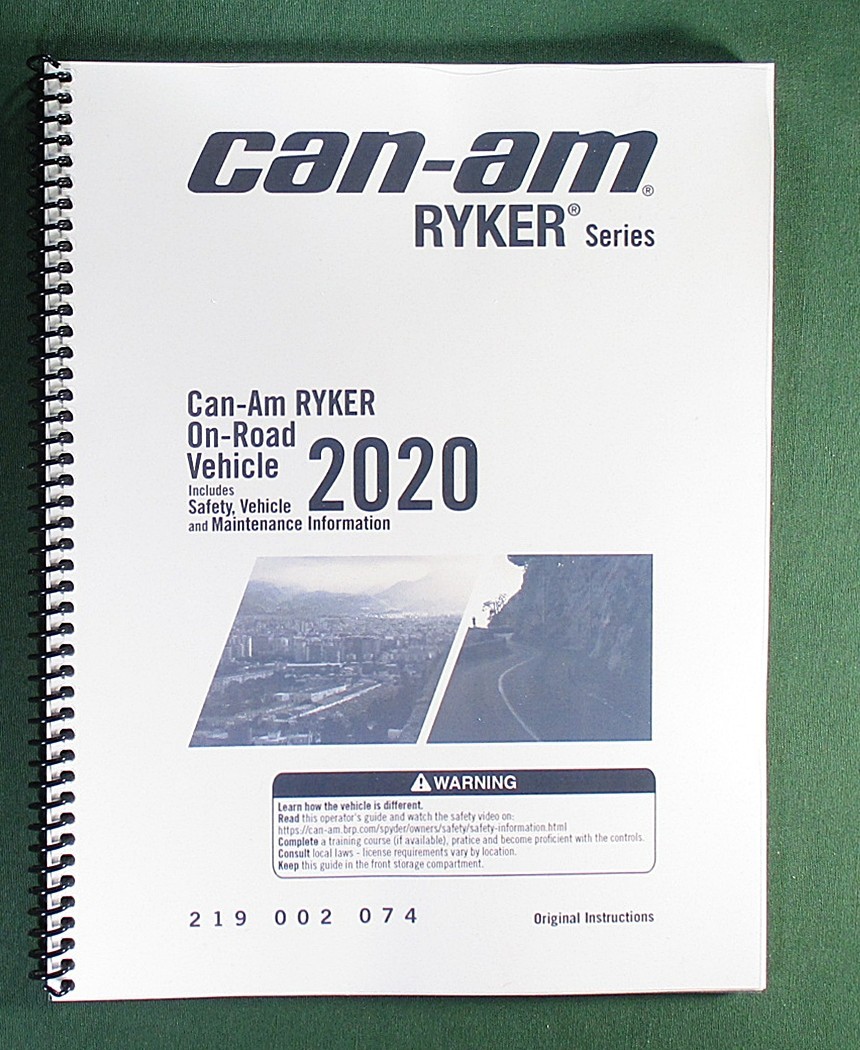 2020 Can-Am Ryker Operator&rsquo;s Manual With Protective Covers!