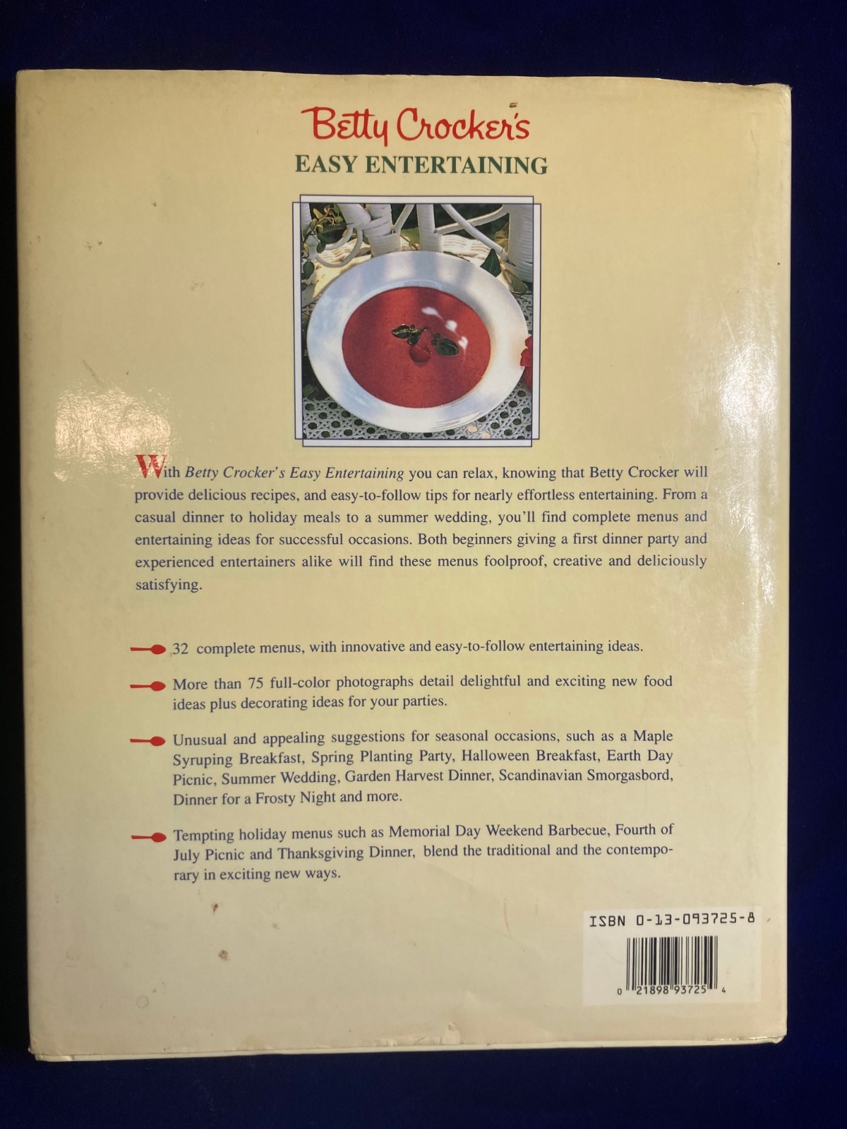 Betty Crocker&rsquo;s Easy Entertaining. 1992 FIRST EDITION.