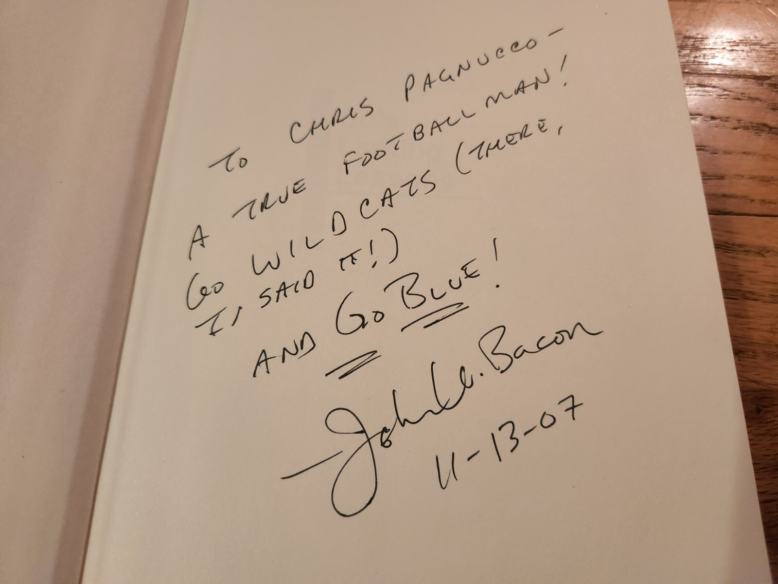 John Bacon SIGNED Bo&rsquo;s Lasting Lessons Michigan Schembechler First Edition COA