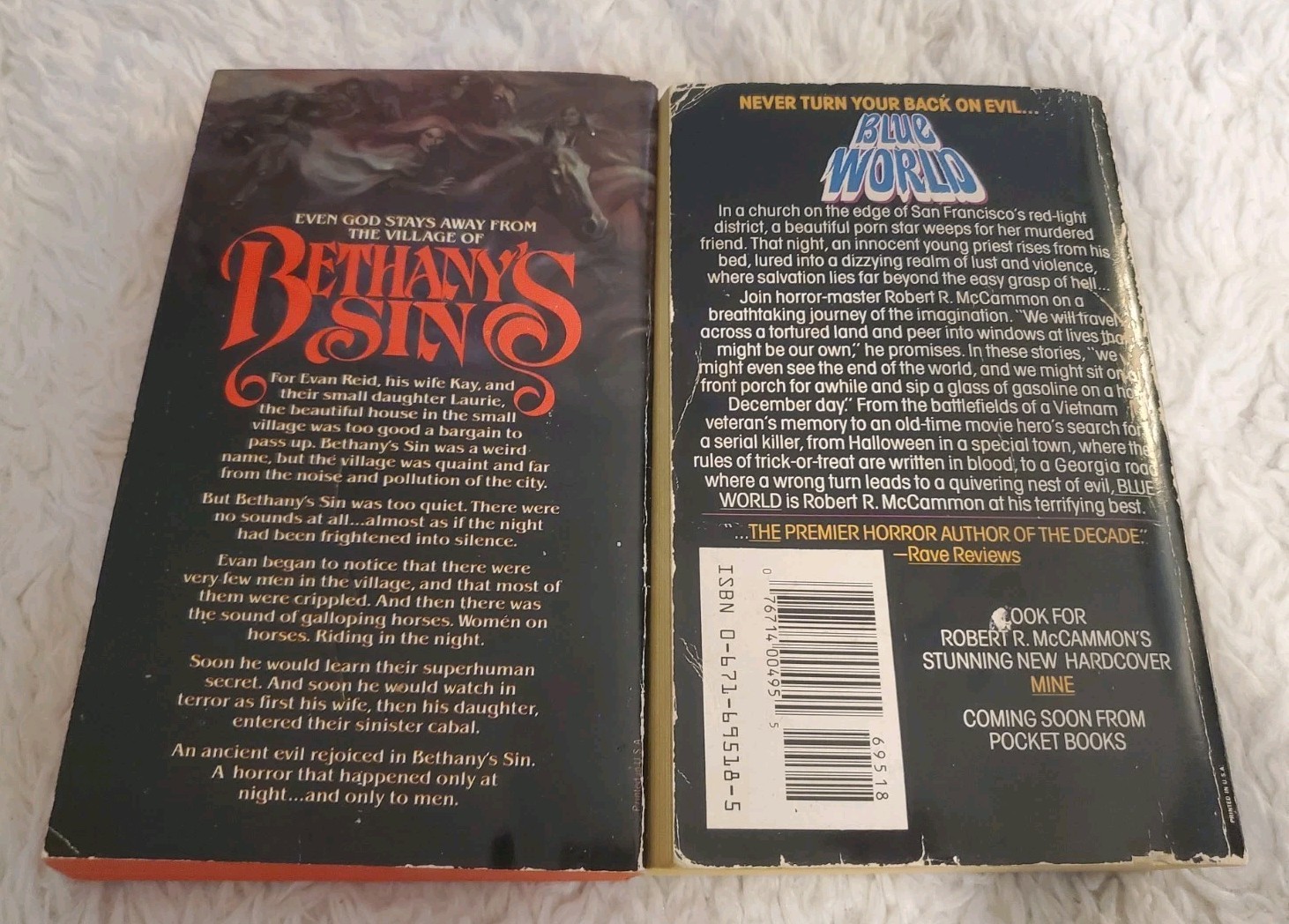ROBERT MCCAMMON 2 Paperback Book Lot HORROR Bethany&rsquo;s Sin BLUE WORLD Good