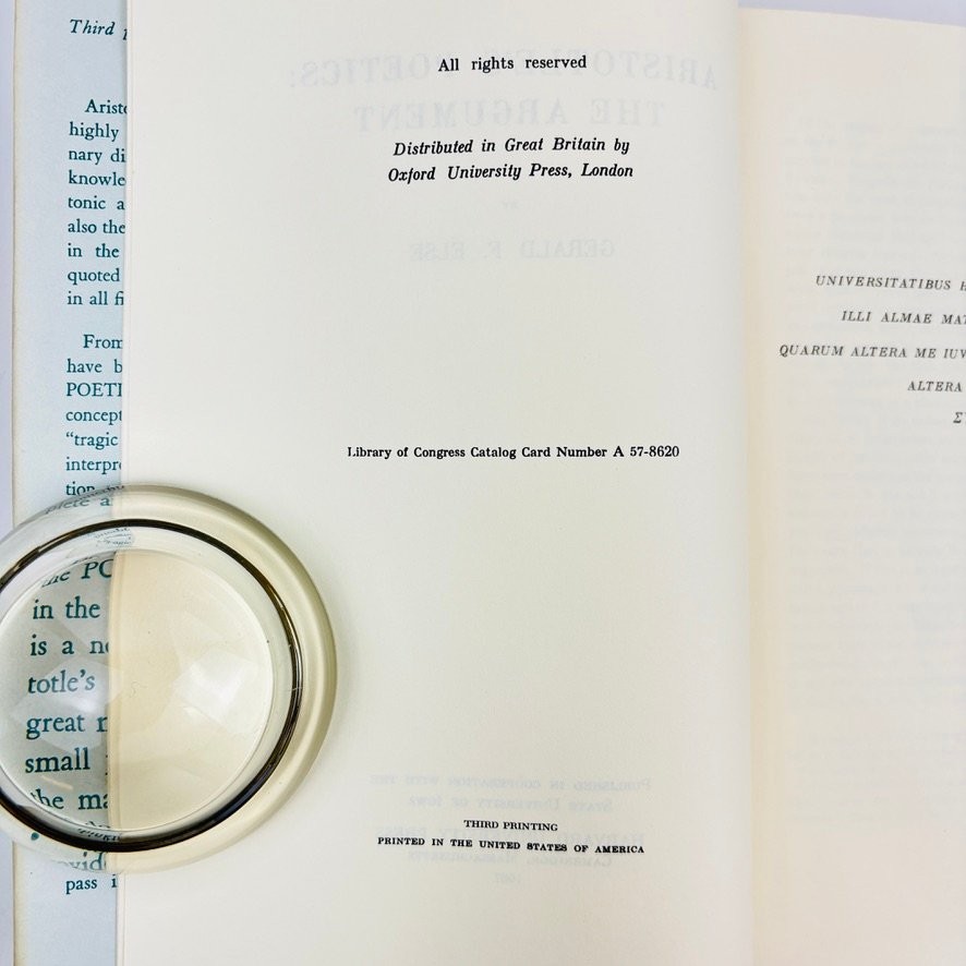 Aristotle&rsquo;s Poetics The Argument Gerald F Else 1957 First EditionThird Printing