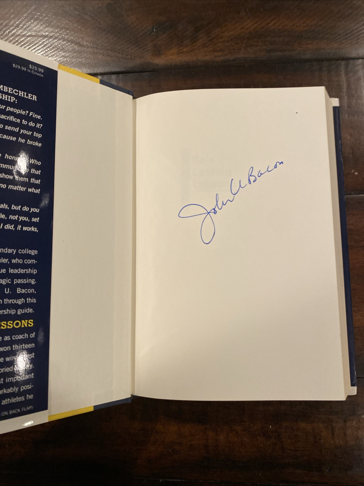 SIGNED Bo&rsquo;s Lasting Lessons by John U. Bacon U Of M Football