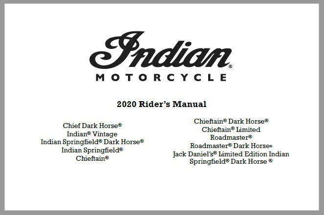 2020 Indian Vintage RIder&rsquo;s Manual with Protective Covers
