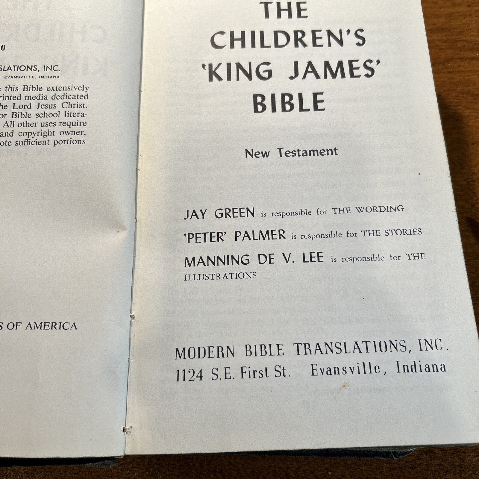 The Children&rsquo;s King James Bible Modern Translation New Testament HC 1960 Bonded