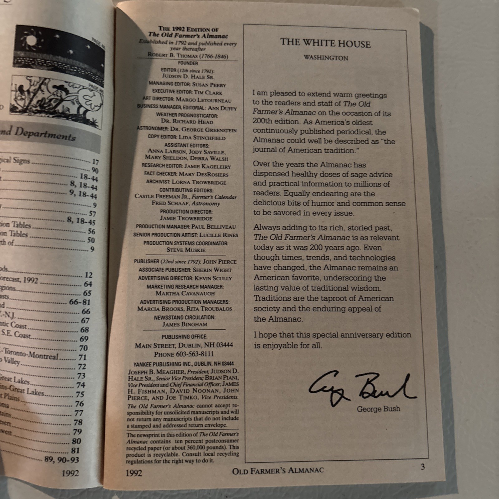 Old Farmer&rsquo;s Almanac 1992, 200th Anniversary Edition Ed