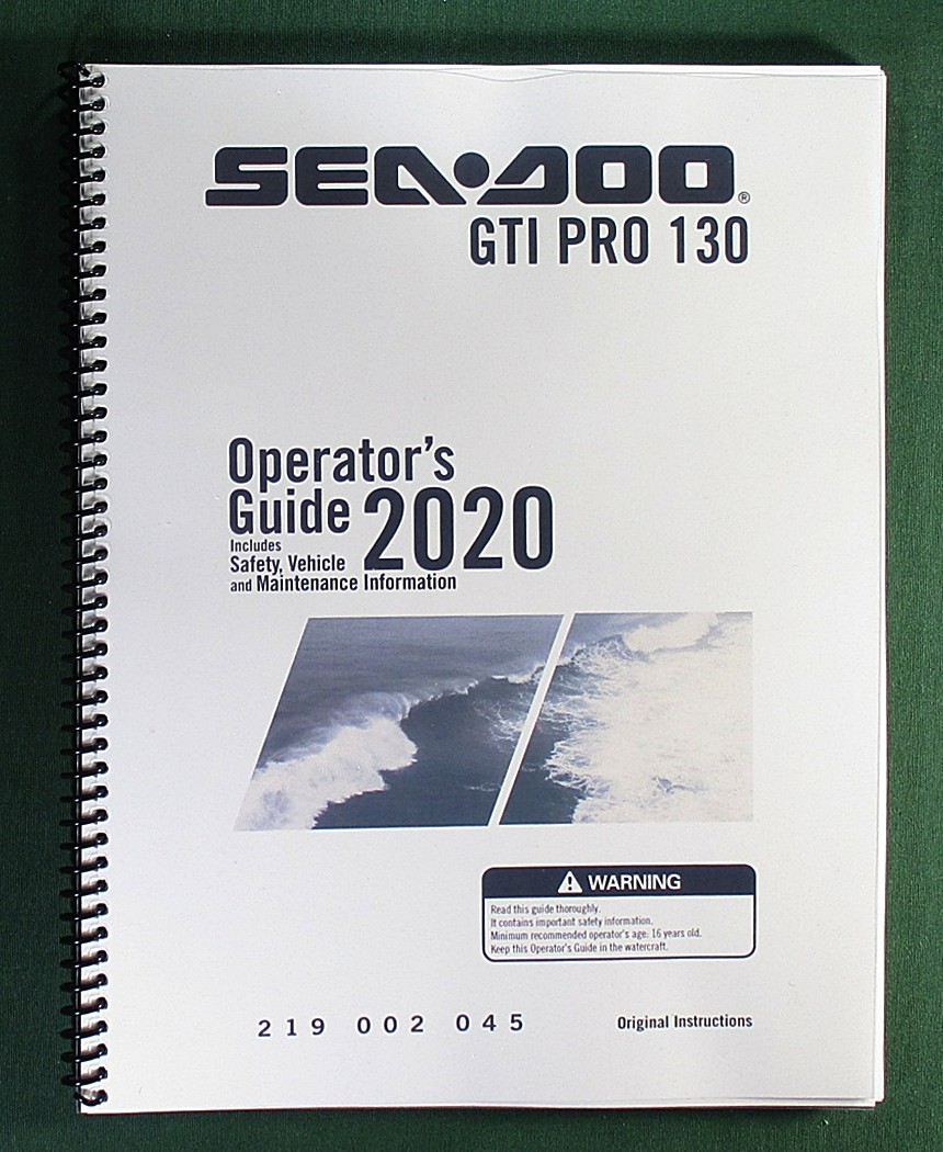 2020 SeaDoo GTI PRO 130 Operator&rsquo;s Manual w/ Protective Covers