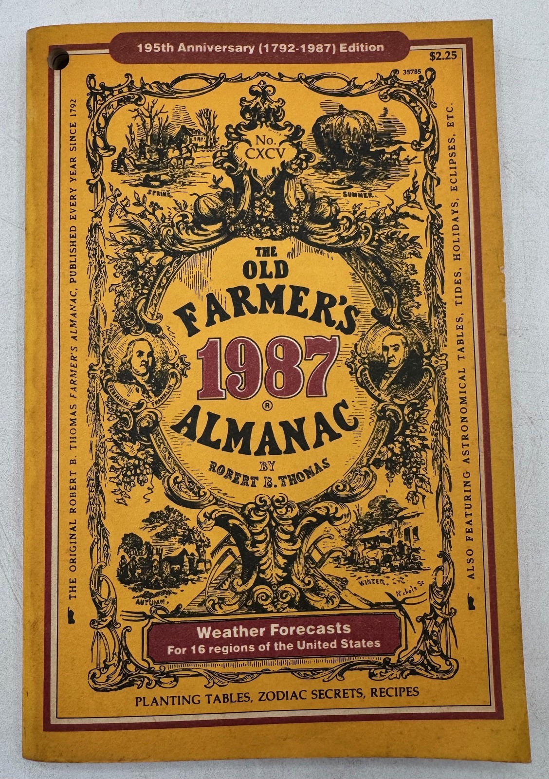 1987 Old Farmer&rsquo;s Almanac 195th Anniversary Edition Weather Forecasts