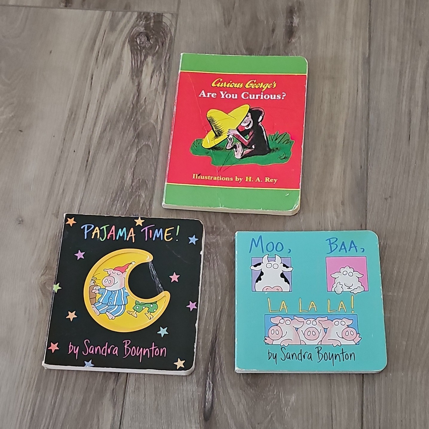 Curious George & Boynton Lot of 3 Illustrated Children&rsquo;s Board Books Ages 2-8
