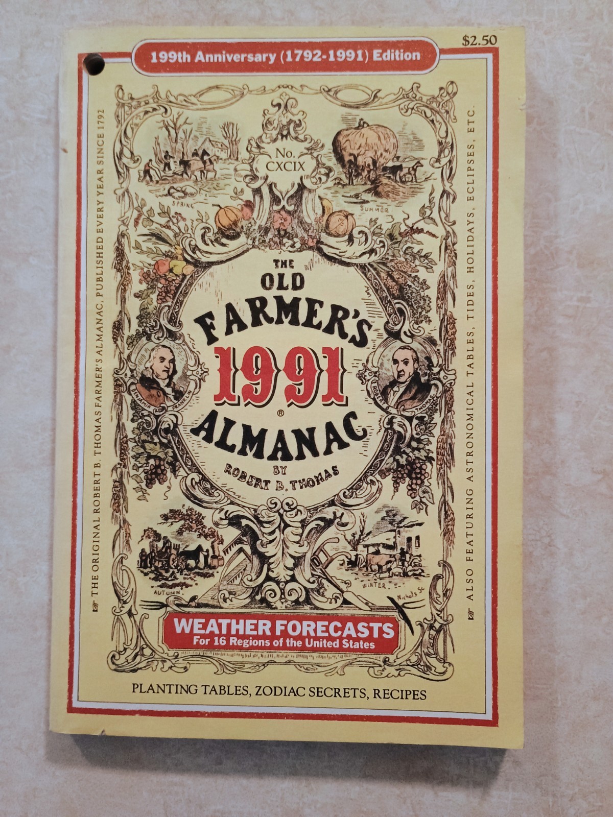 Old Farmer&rsquo;s Almanac 1991 , the 199th Anniversary, 224 pages, pre-owned.