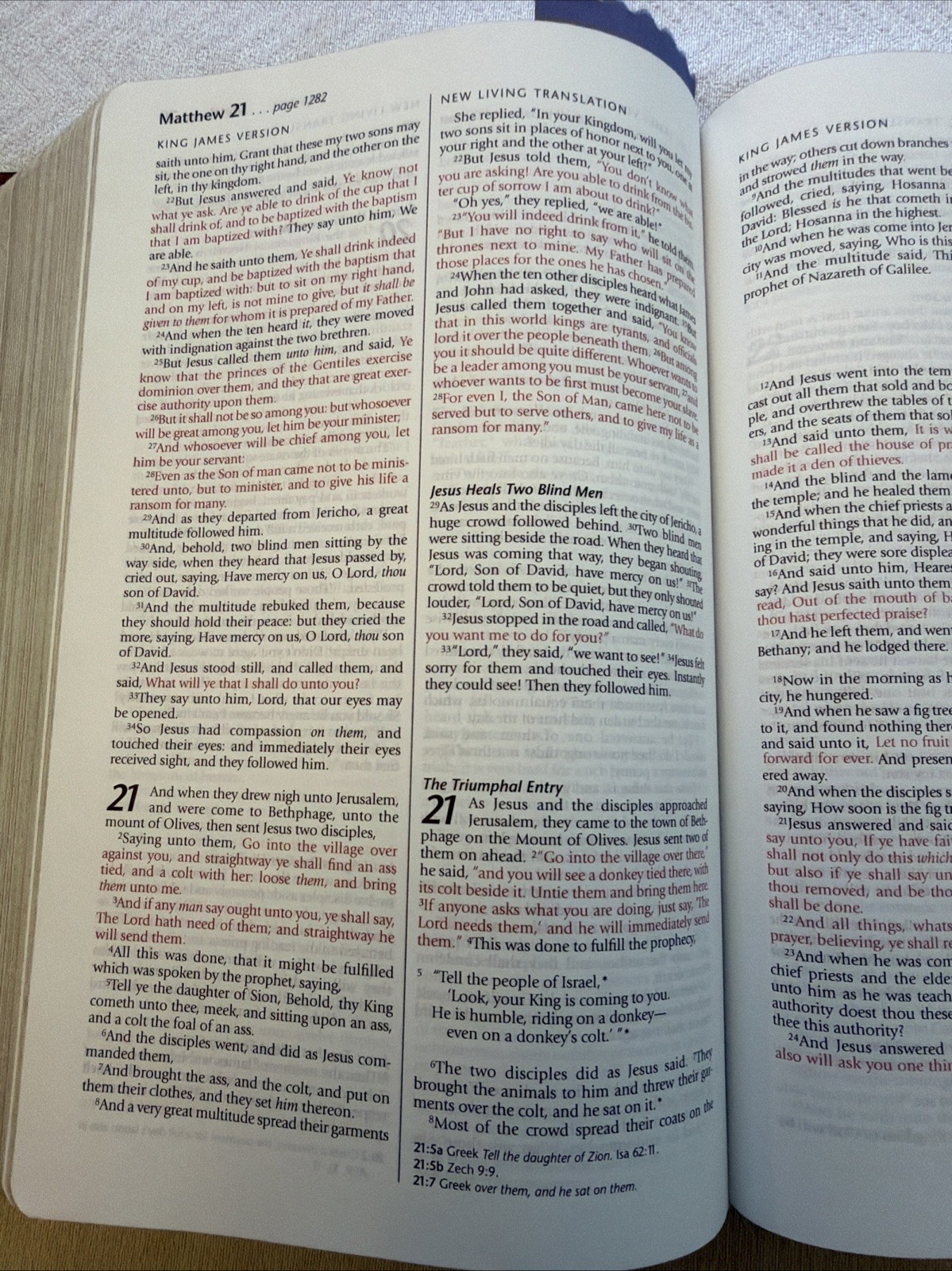 VTG 1997 Holy Bible: People&rsquo;s Parallel Edition, KJV NLT Red Letter Leather Bound