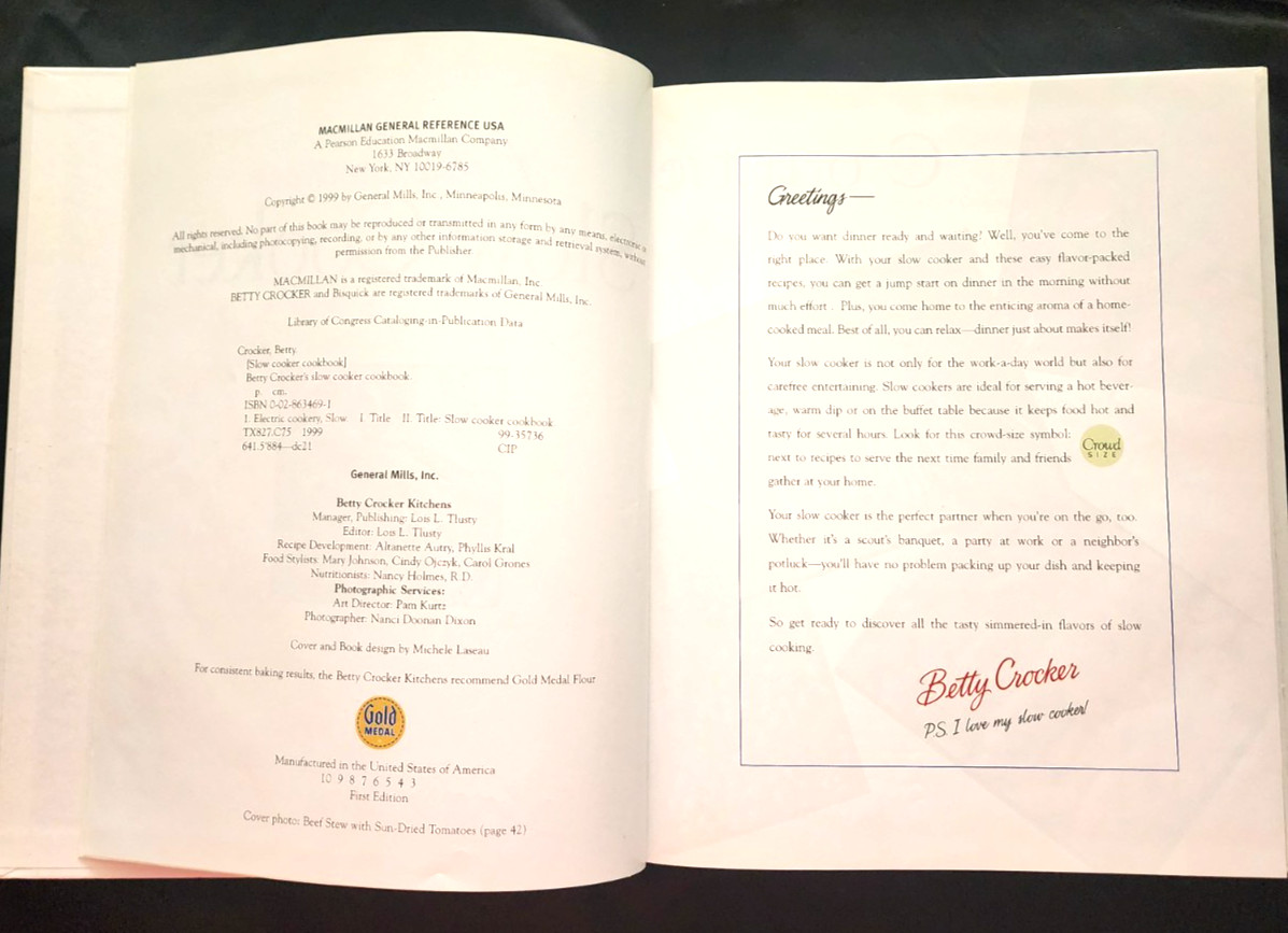 Betty Crocker&rsquo;s Slow Cooker Cookbook Vintage Cookbook 1999 224 pages