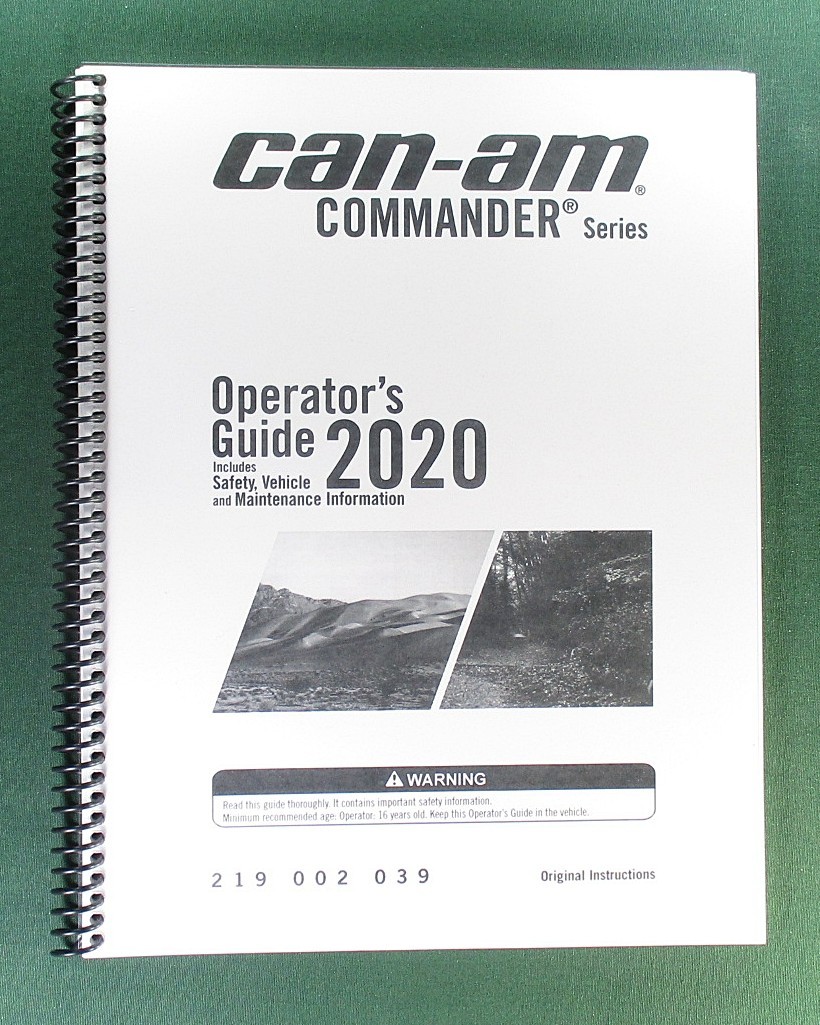 2020 Can-Am Commander 800R Owner&rsquo;s Manual: 187 Pages & Protective Covers