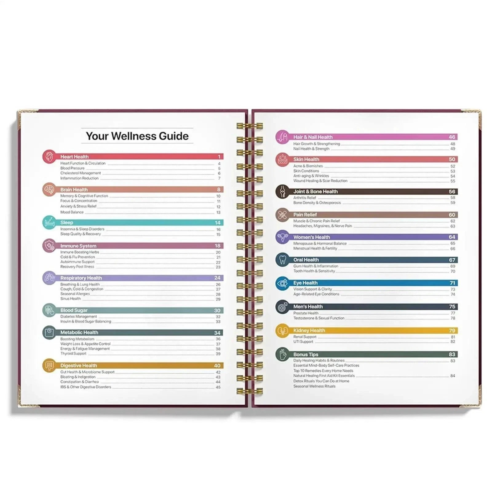 The Natural Healing Handbook, Spiral-Bound Guide for Herbal Remedies and Natural