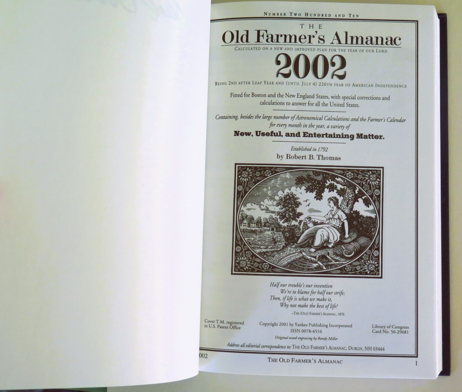Dick Goddard&rsquo;s Copy THE OLD FARMER&rsquo;S ALMANAC Collectors Edition 2002 Hard Cover