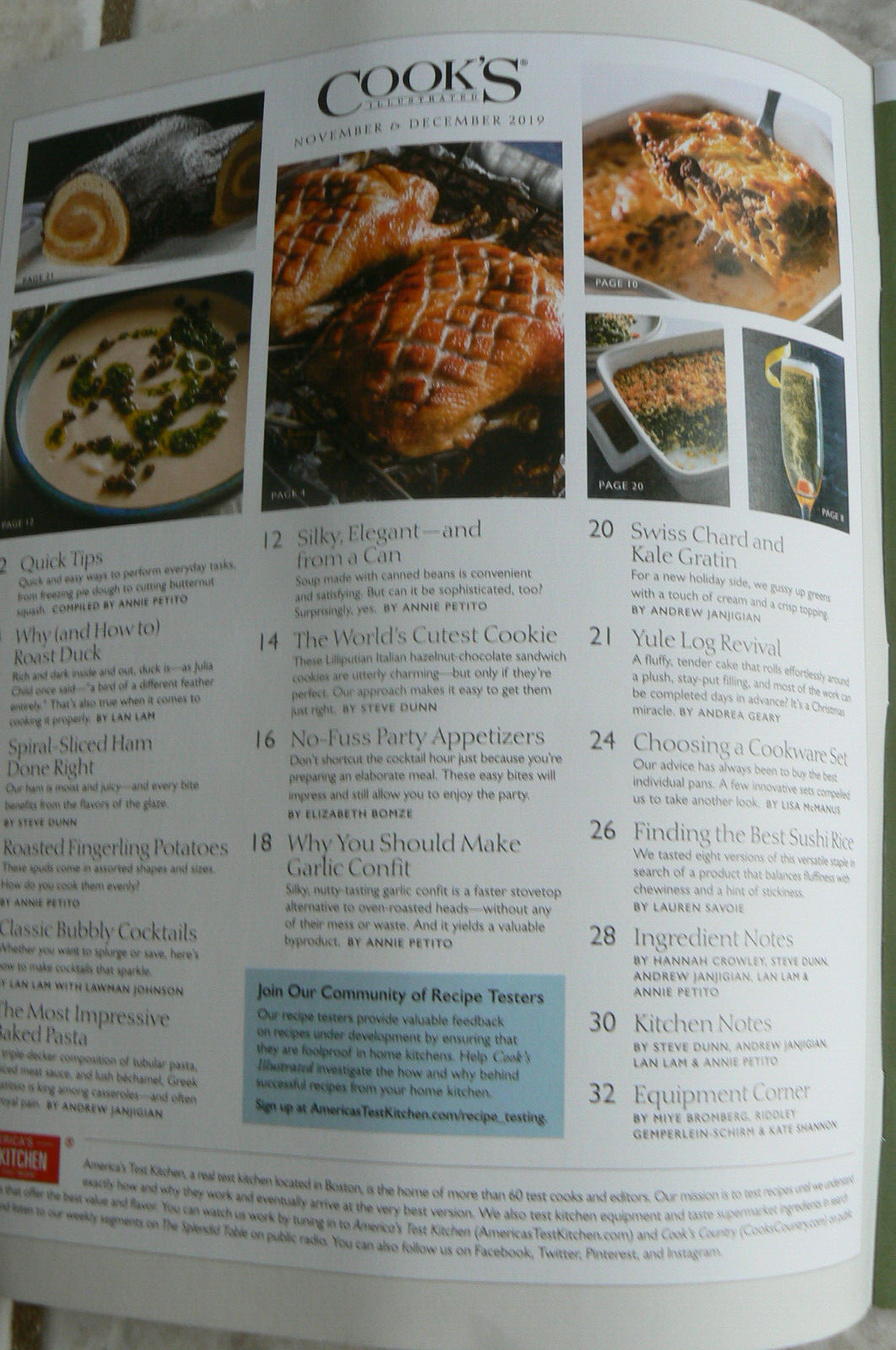 Cook&rsquo;s Illustrated #161 Nov/Dec 2019 Ham,Yule Log,Cocktails,Garlic Confit,Duck +