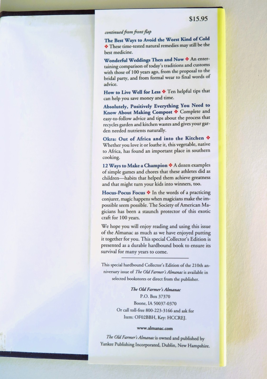 Dick Goddard&rsquo;s Copy THE OLD FARMER&rsquo;S ALMANAC Collectors Edition 2002 Hard Cover