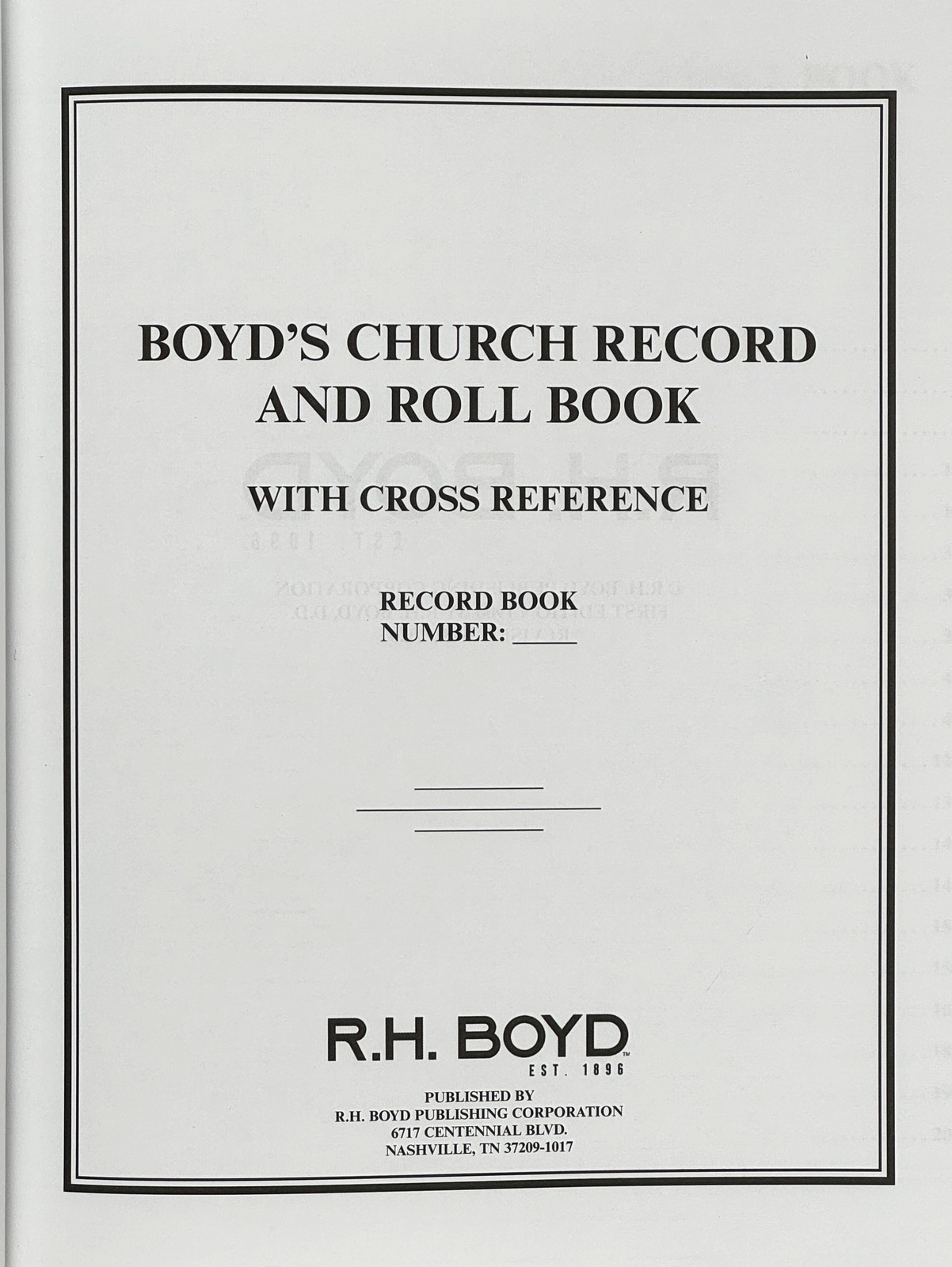 2020 Boyd&rsquo;s Church Record and Roll Book. With Cross Reference. HC LN