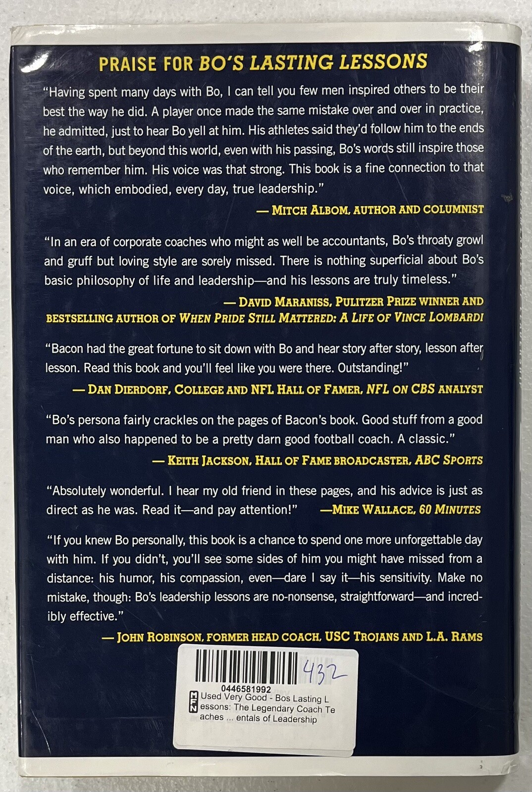 Bo&rsquo;s Lasting Lessons By Bo Schembechler And John U Bacon SIGNED By John U Bacon