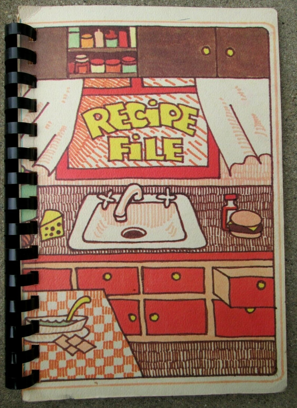 Vintage 1970&rsquo;s Unbranded Recipe File/ Holder Plastic Spiral Binding EUC