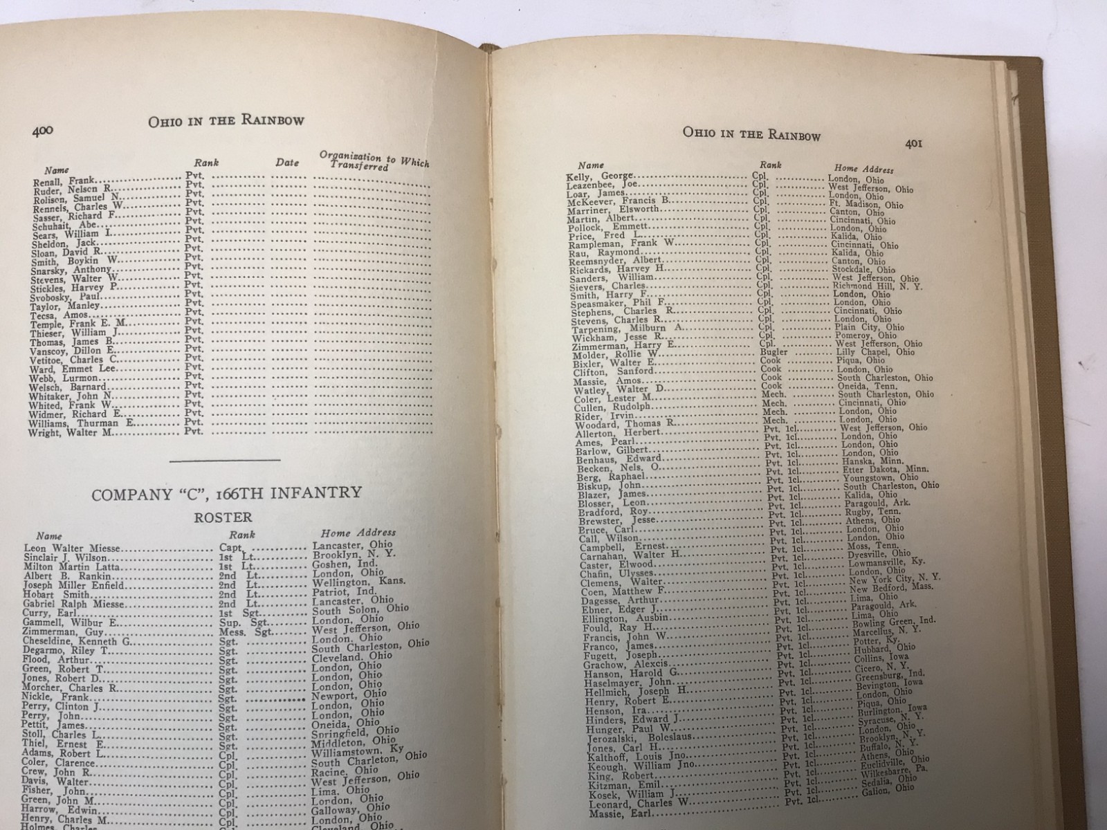 Rare: « Ohio in the Rainbow-166th Infantry-42 Div » 1924 First ED. Compilation
